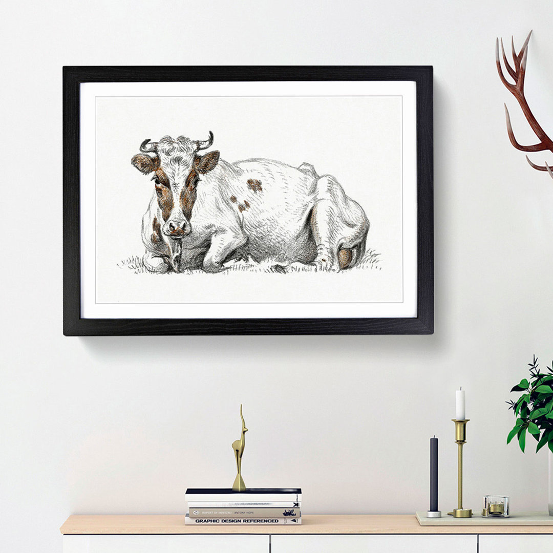 A Lying Cow by Jean Bernard - Framed Print