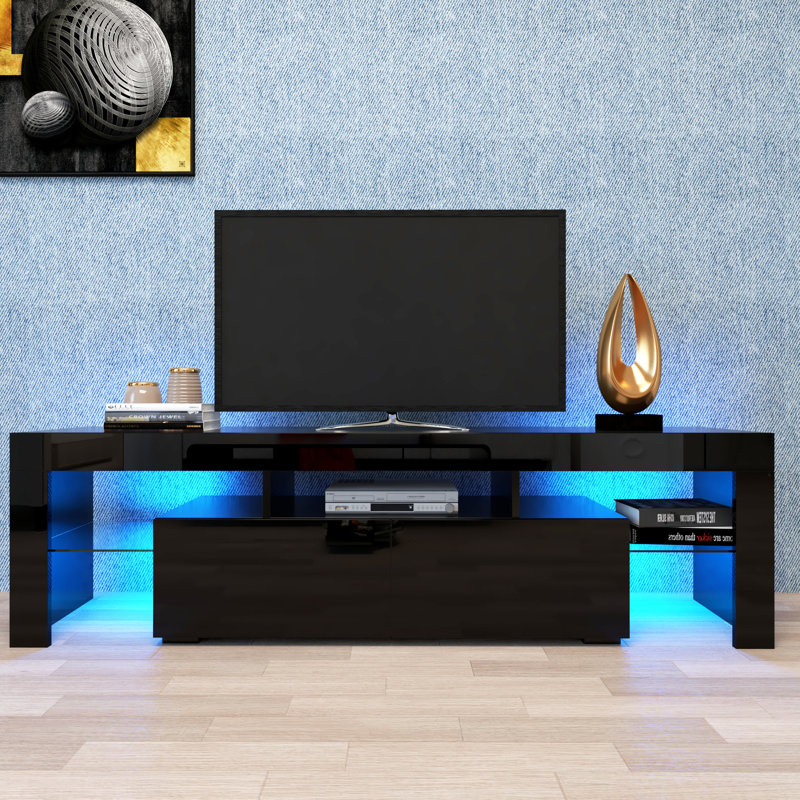 Meuble télé blanc avec télécommande 20 lumières DEL | Idée de cadeau, Black