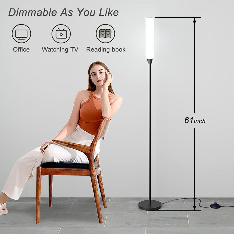66" Floor Lamp with Remote Control, Black