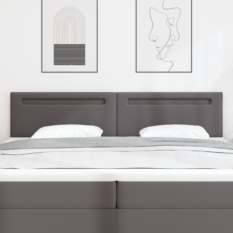 Headboard Plain Design Faux Leather, 200 x 200cm, 98cm H x 200cm W x 5cm D, Grey