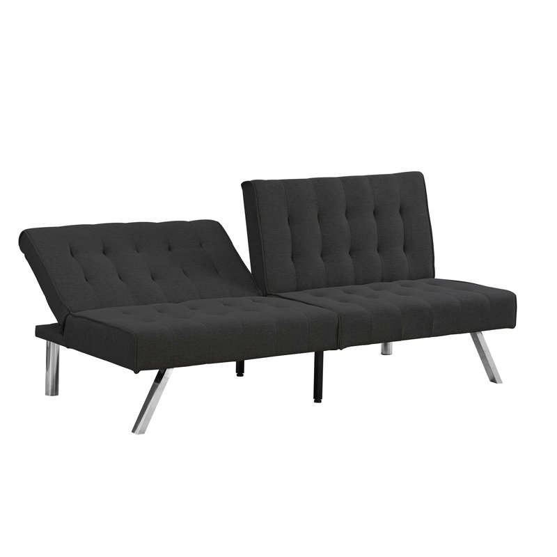 WOOD FRAME, STAINLESS LEG, FUTON, SOFA BED BLACK, Black
