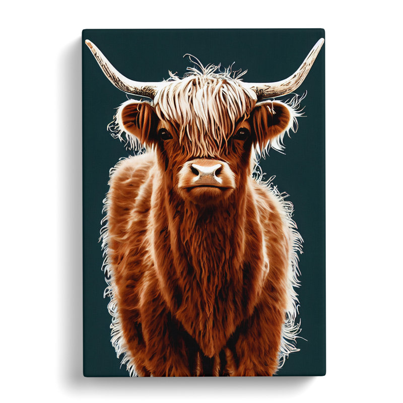 Charming Highland Cow - Wall Art, Wrapped Canvas, 50cm H x 35cm W x 3cm D, No Matte
