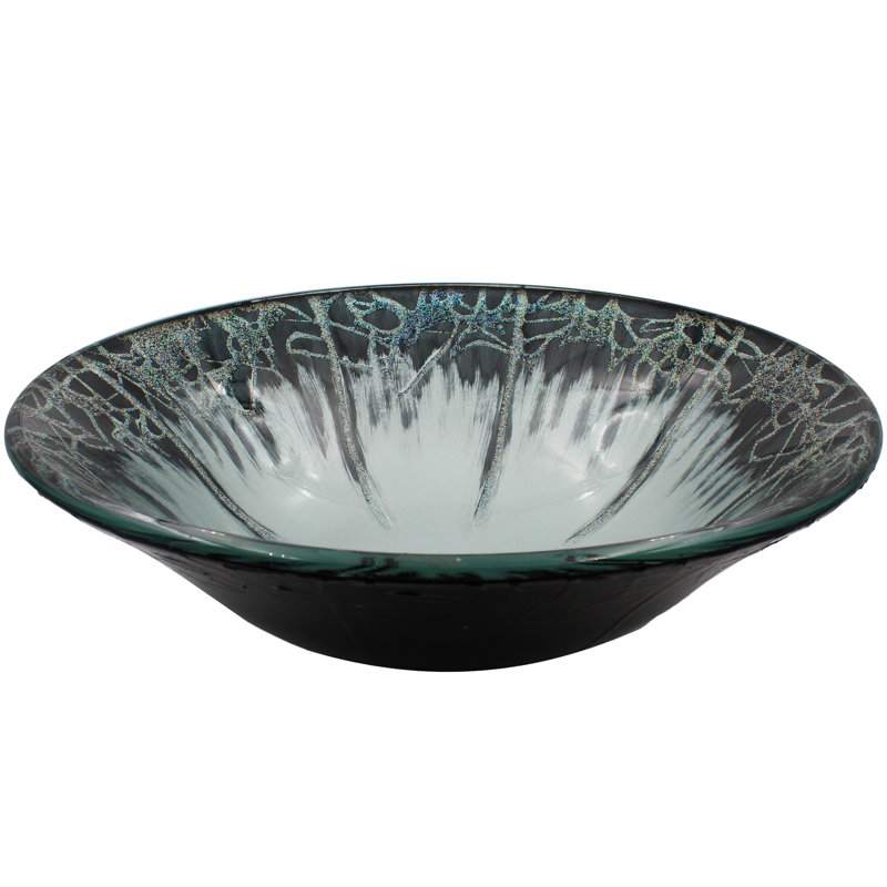 Novatto 17.25'' Gray/Black Glass Circular Bathroom Sink