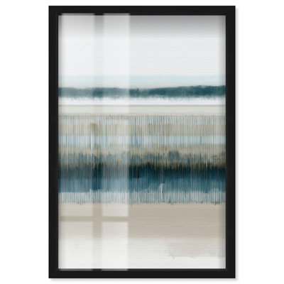 Tapestry of the Coast II Shadowbox Print Blue Wall Decor by Art Remedy, Black Frame, 11 x 16