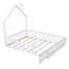 Lit plateforme blanc avec garde-corps et garde-corps en bois