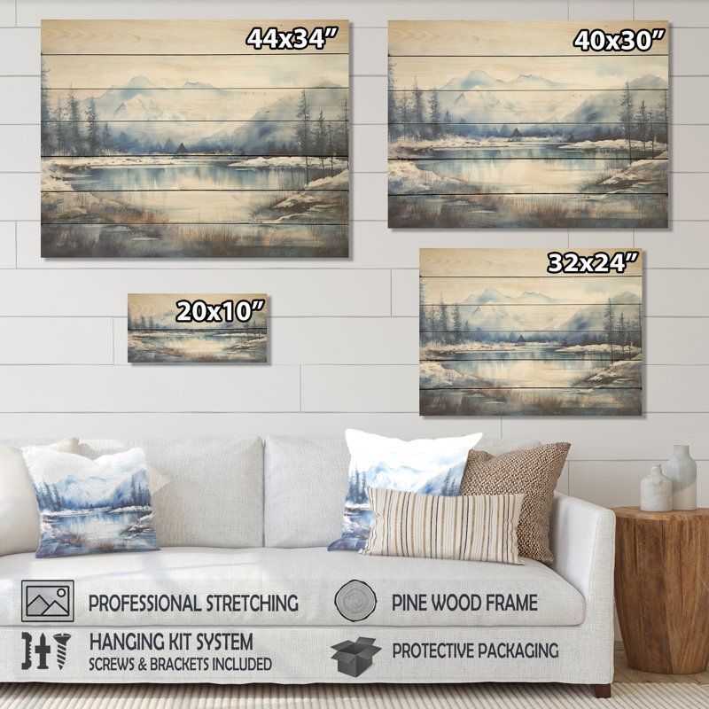Blue And White Summit Japan Mountains - Japan On Wood Print, 10" H x 20" W x 0.78" D