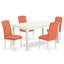 L'ensemble de mobilier de salle à manger 5 pièces comprend une table de salle à manger rectangulaire et 4 chaises rembourrées en similicuir pour étang, 36 x 60 pouces, lin blanc-13053062-13053064-88061769