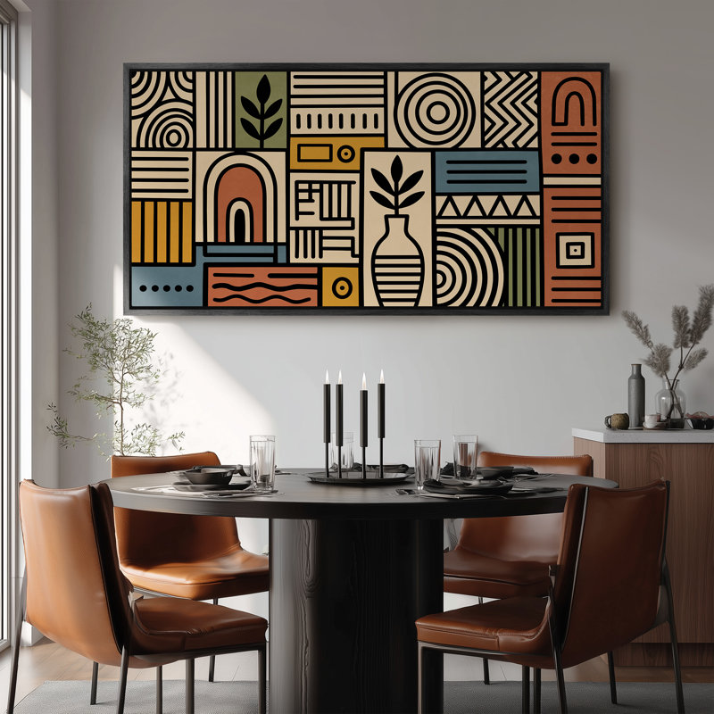 Grande toile murale encadrée - Motif géométrique moderne à motif abstrait - 60 po x 20 po, 60 po x 30 po, Black