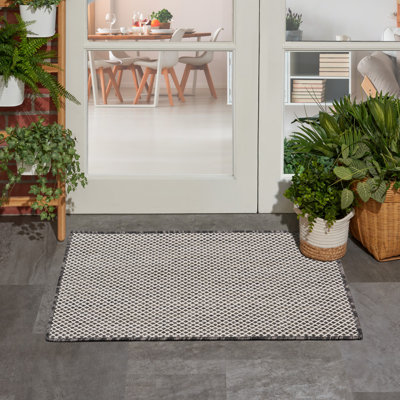 Tapis intérieur / extérieur ivoire / gris anthracite Leia
