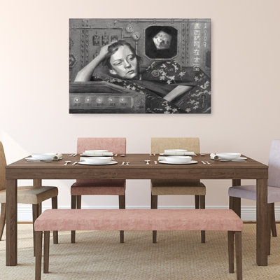 Art mural rétro paysage industriel traditionnel pensif