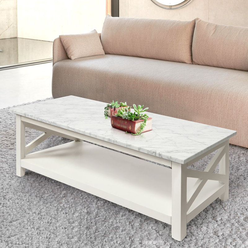 Table basse avec rangement Nagesh, Blanc