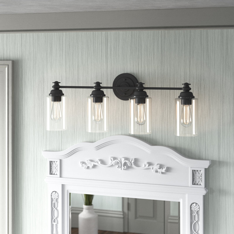 Éclairage pour salle de bain 4 lumières Uffington, Noir mat