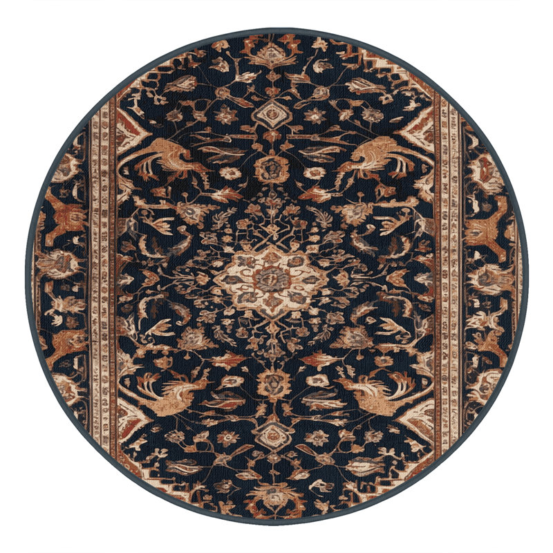 Tapis brun lavable à la machine, Rond 3 pi