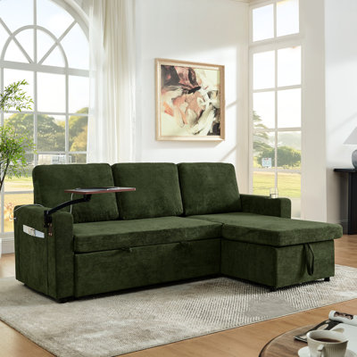 Lit en chenille à 3 places avec fonction escamotable, éclairage à DEL, charge et accoudoir porte-gobelet pour lit de télévision, charge d'appoint, supports intégrés pour rangement et espace de vie organisé