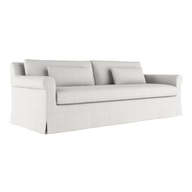 Canapé à accoudoirs arrondis Ludlow, Velours moelleux argenté, H 34 po x l 108 po x P 38 po, Brun foncé