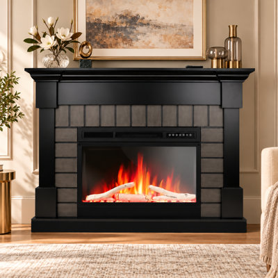 Freestanding Electric Fireplace with Remote