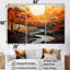 Orange Sunset Abstract Landscape Stream I - Art abstrait paysage mural-1667901761-1667901760