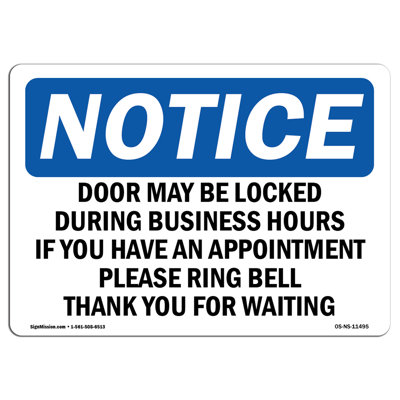 Door May Be Locked During Business Hours Decal 5" X 3.5"