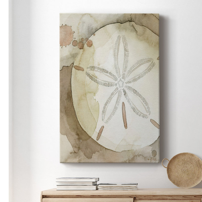 Toile tendue de qualité supérieure Dry Sand Dollar II - prête à être accrochée, H 36 po x l 24 po, Toile tendue, Pas de tapis