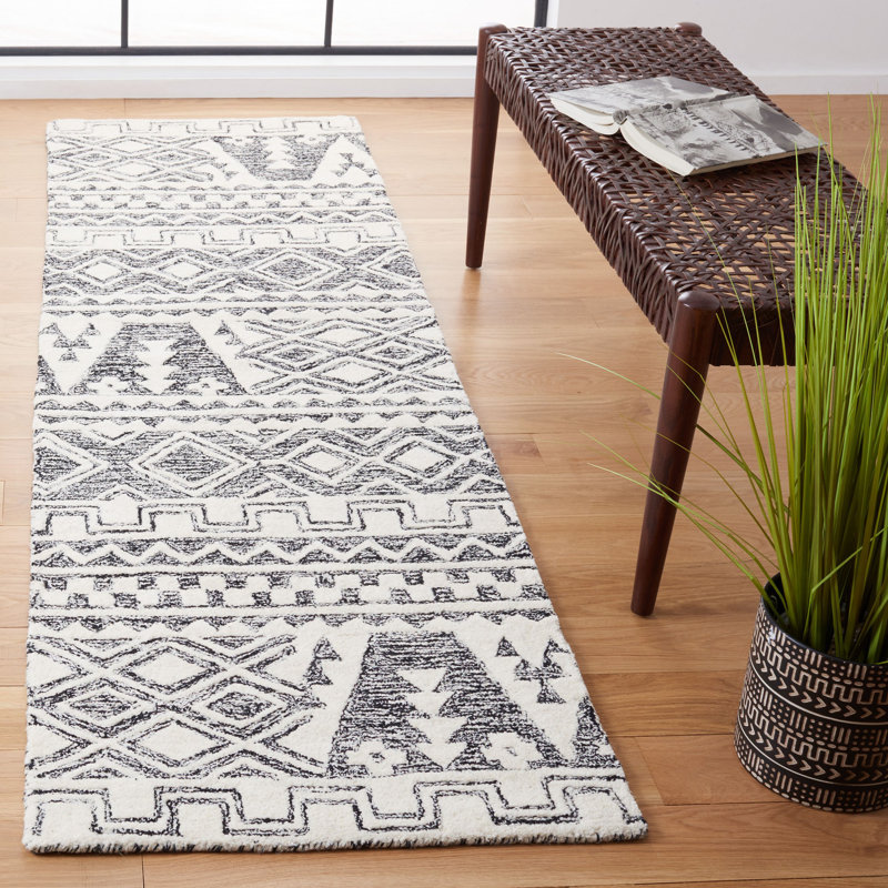 Tapis en laine touffeté à la main Dean, Tapis de couloir 2 pi 3 po x 8 pi
