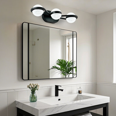 Bathroom Vanity Light, LED 3 Bulb Crystal Sand Acrylic Shades, Wall Mounted Decorative Lighting Fixture, Suitable For Bathroom Vanity Mirror