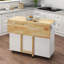 Îlot de cuisine avec porte-épices, porte-serviettes et table extensible en bois massif
