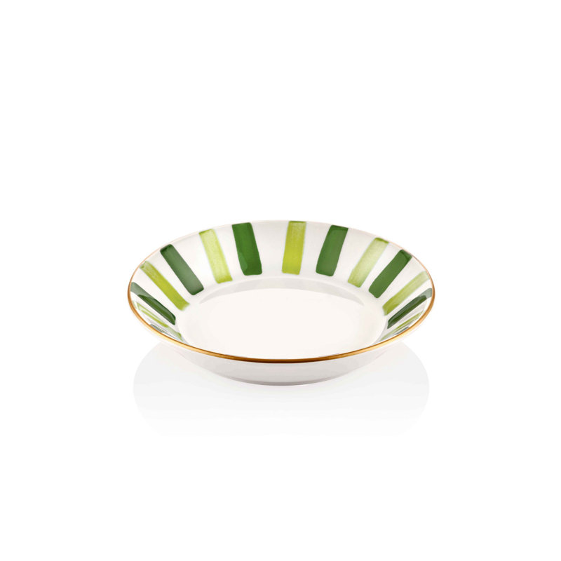 Assiette plate Abiageal, Vert/blanc