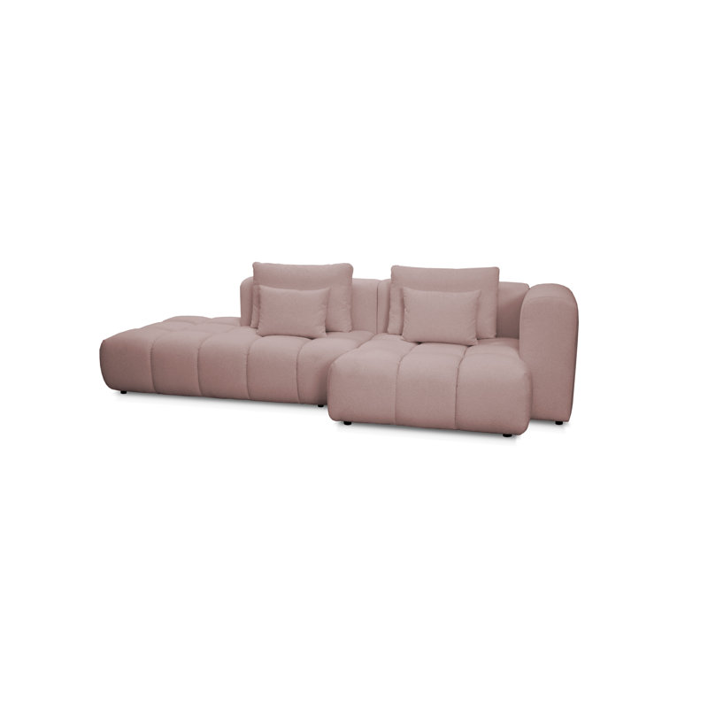 4 Seater Sofa & Chaise, Pink, Right Hand Facing