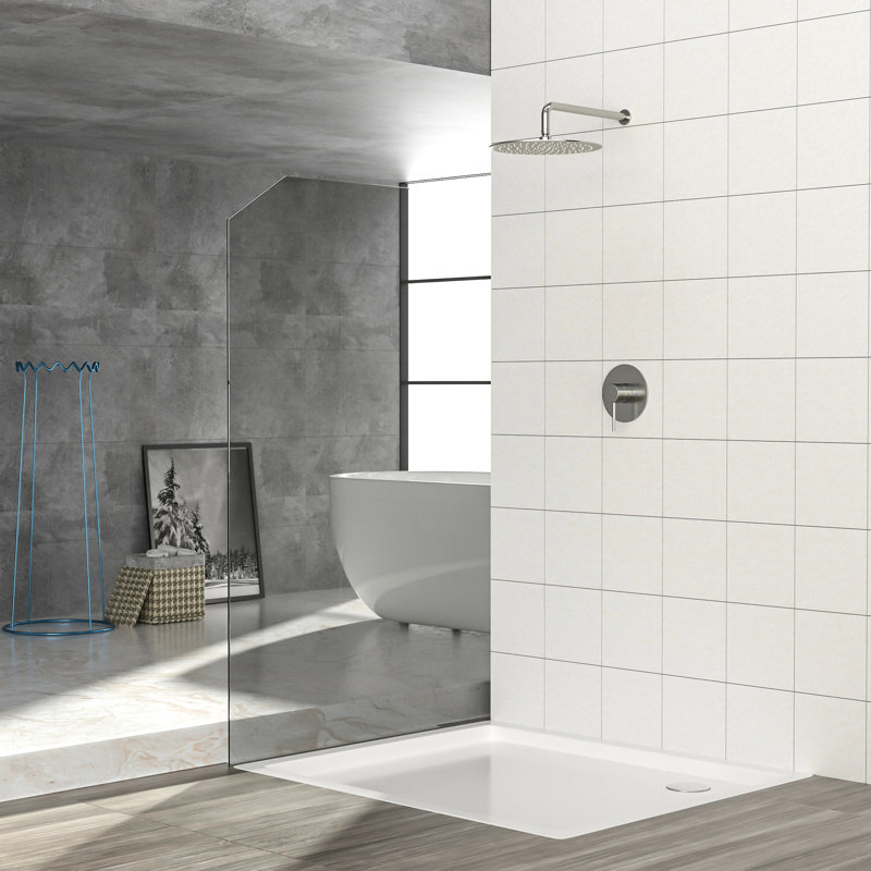Robinet de douche à pluie de 10 pouces, valve, fixation murale, installation facile et robinet de récurage avec tête de pluie de 10 po, installation propre