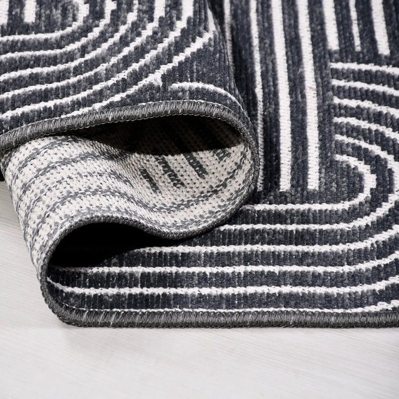 Tapis en polyester blanc Garp facile à nettoyer, 5 pi x 7,5 pi