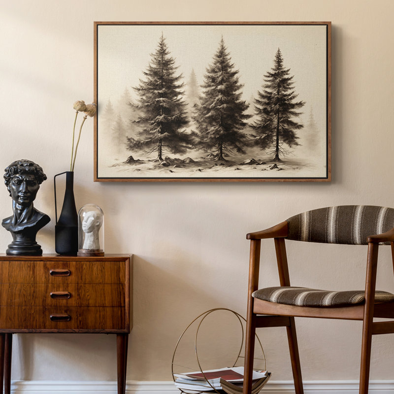 Paysage rétro CLCL, Toile encadrée, H 27 po x l 41 po, Noyer