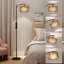 Tarick LED Floor Lamp with Dimmable, Standing Reading Light with Paper Rope Lampshade, Remote Control