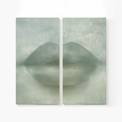 Baiser chuchoté vert | Impression sur toile 2 panneaux | Dimensions combinées de 72 po x 72 po