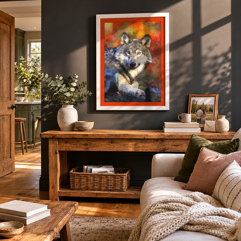 Wolf In Tempest Modern - Print, A3 - 42.0 x 29.7 cm, White