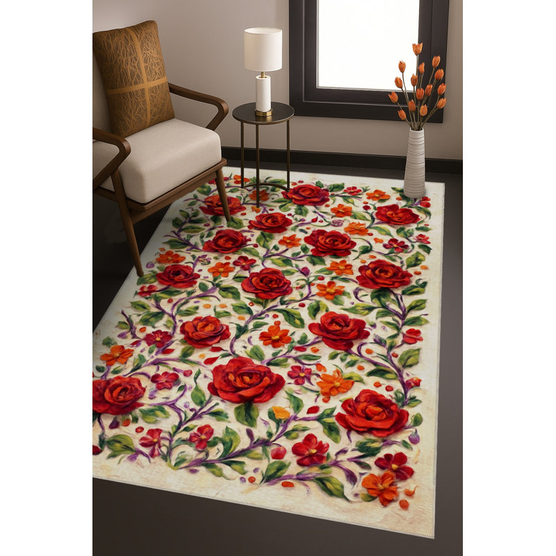 Tapis bleu tissé lavable rétro Mosso, 2'6" x 4'11"