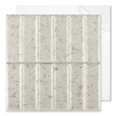 Carreaux de verre dosseret auto-adhésif 2 po x 6 po Diflart pour mur de salle de bain, antique clair (ensemble de 5)