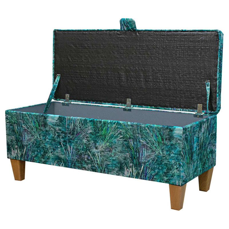 100cm Storage Bench, Green Floral