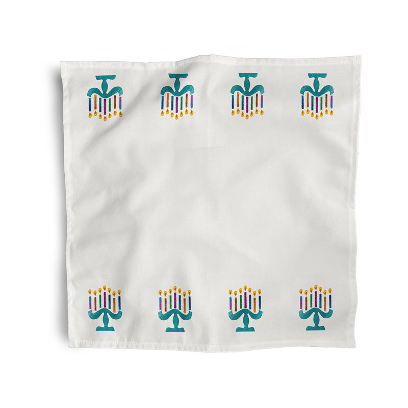 Chuang Painted Menorah Napkins, White