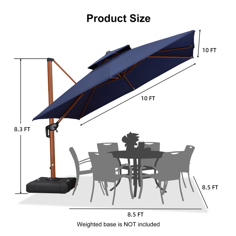 Waddell 120'' Cantilever Umbrella, Navy Blue