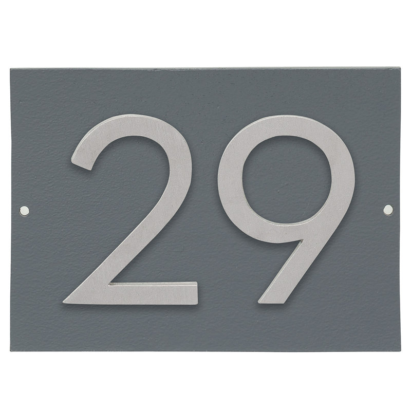 Plaque d’adresse murale sur 1 ligne flottante, Gris, Aluminium brossé, Oui