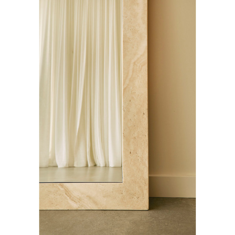 Zehra 35 in. x 75 in. Natural Stone Marble Arch Framed Mirror