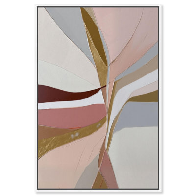 Décoration murale dorée «Golden Split I» par Art Remedy, cadre blanc, 36 x 54