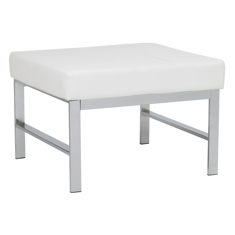 Repose-pieds en cuir Atlas, Blanc