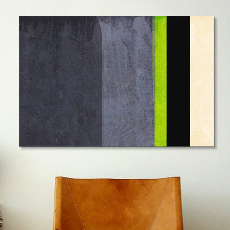 «Honeydew Slate Striped», impression sur toile, H 12 po x l 18 po x P 1,5 po, Pas de tapis, Toile tendue