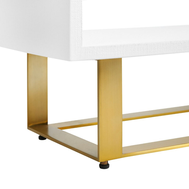 Victor Solid Wood Etagere Bookcase, White/Gold