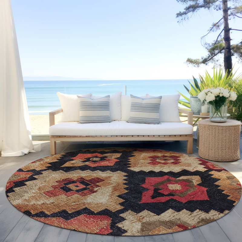 Tapis intérieur / extérieur lavable à la machine Xhevrie, Rond 8 pi