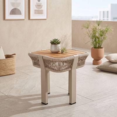 Table d'appoint d'extérieur en bois d'acacia avec pieds