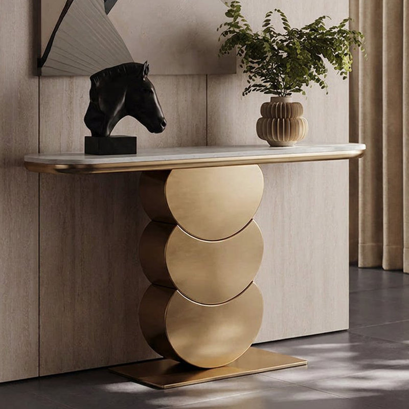Marble Top Console Table, 33.5" H x 47.2" W x 13.8" D