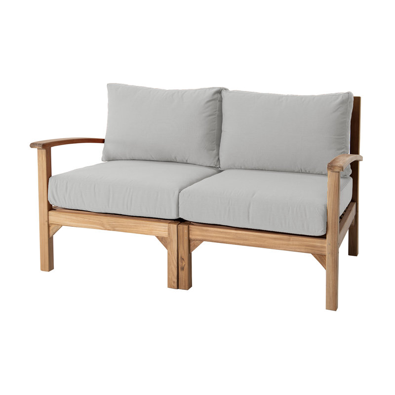 Huntington 60'' Wide Teak Loveseat with Cushions, Granite Sunbrella®