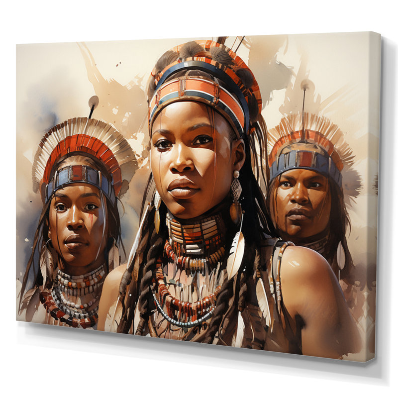 «African Zulu Dancers II» sur toile, H 16 po x l 32 po x P 1 po, Toile tendue